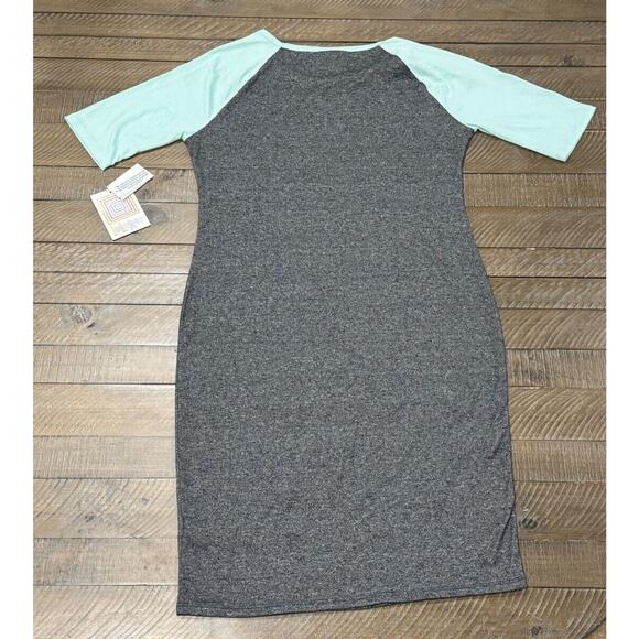LuLaroe Julia Grey & Mint Green Short Ranglan Sleeve Dress - Women's Size M - Picture 2 of 6
